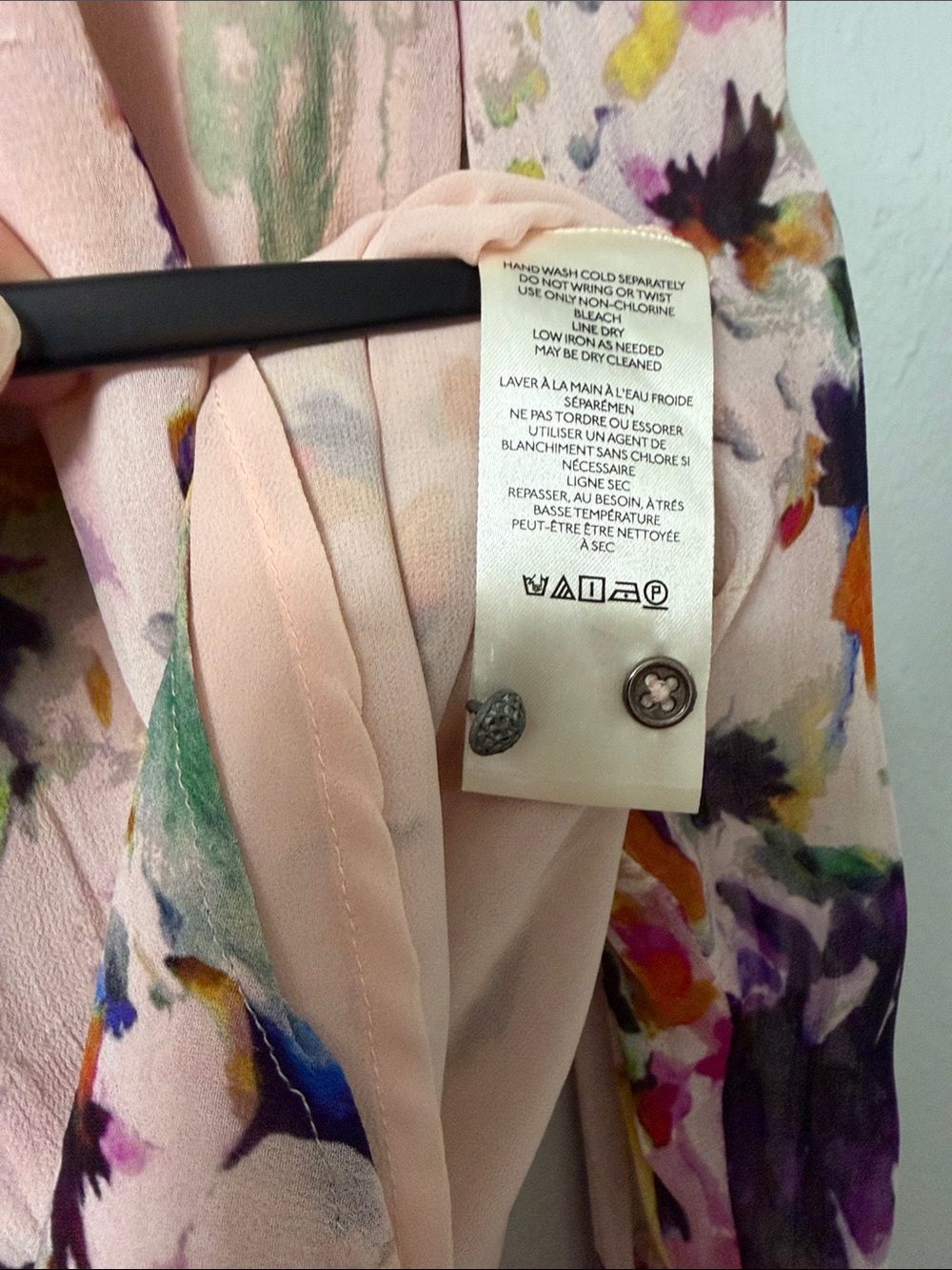 Pilcro Painterly Floral Button-Front Blouse in Pink and Purple - Picture 3 of 5